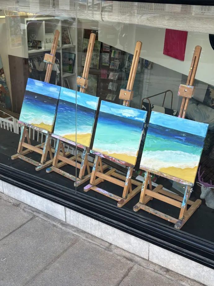 paintings of the sea on easles