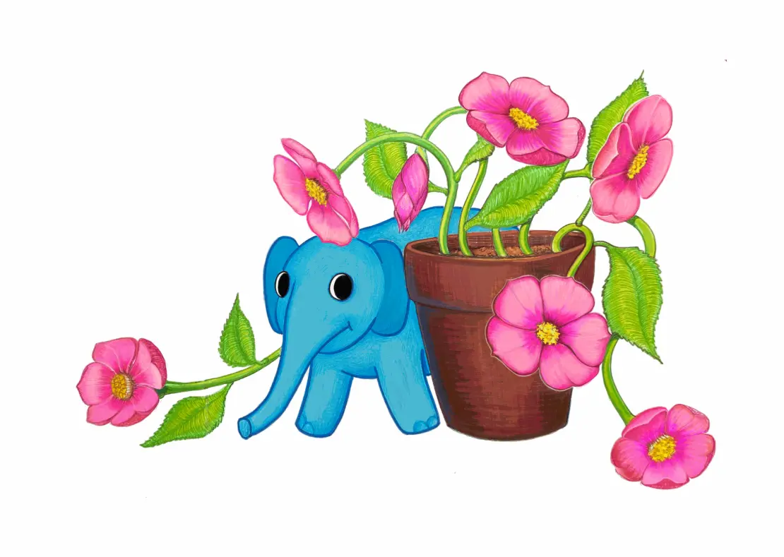Illustration of blueberry elephant by Laura Alich