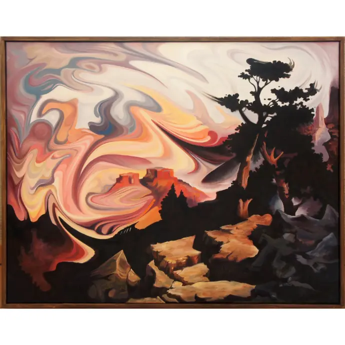 Warp oil Painting 2 Buttes by Laura Alich