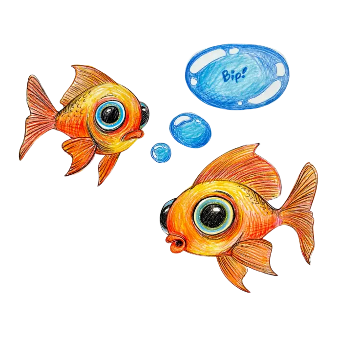 Illustration of cartoon fish by Laura Alich