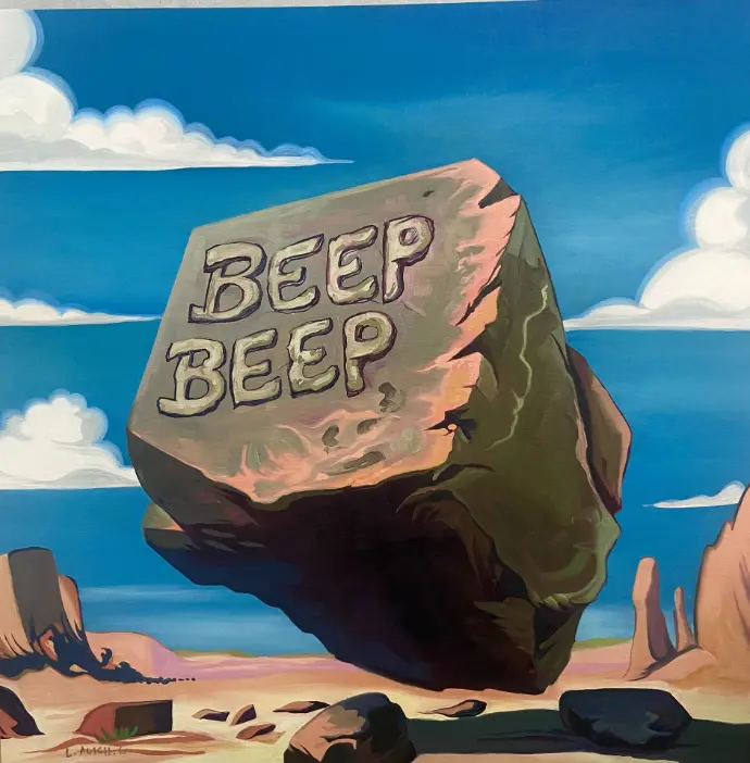 &#39;Beep Beep&#39; Falling Rock oil painting by Laura Alich